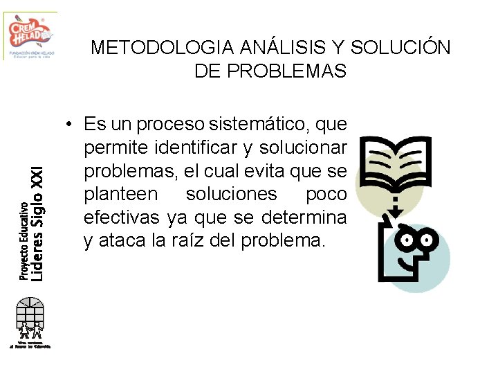METODOLOGIA ANÁLISIS Y SOLUCIÓN DE PROBLEMAS • Es un proceso sistemático, que permite identificar