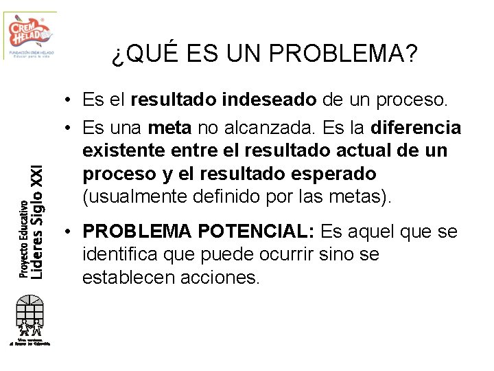 ¿QUÉ ES UN PROBLEMA? • Es el resultado indeseado de un proceso. • Es