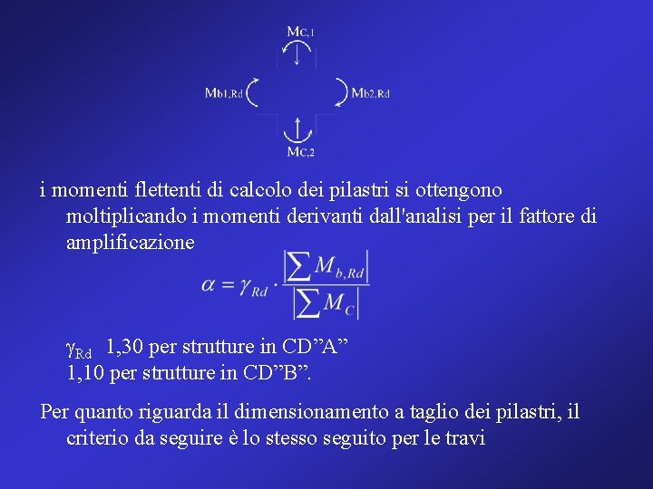 i momenti flettenti di calcolo dei pilastri si ottengono moltiplicando i momenti derivanti dall'analisi