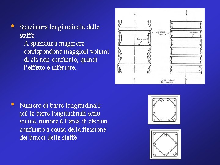  • • Spaziatura longitudinale delle staffe: A spaziatura maggiore corrispondono maggiori volumi di