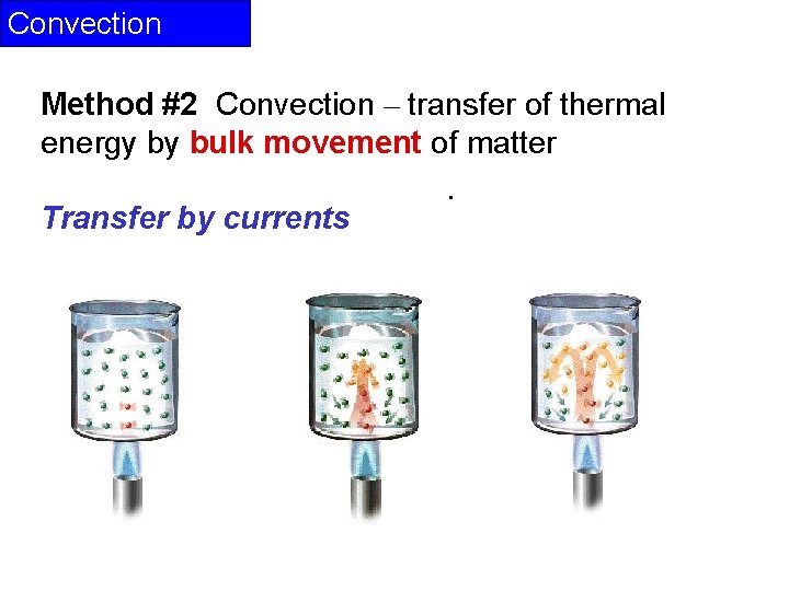 Convection Method #2 Convection – transfer of thermal energy by bulk movement of matter