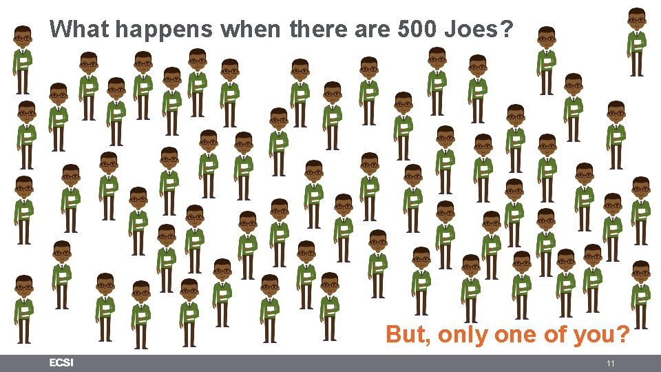 What happens when there are 500 Joes? But, only one of you? 11 What happens when there are 500 Joes? But, only one of you? 11