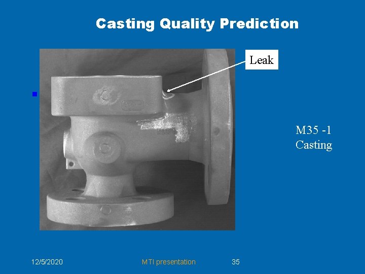 Casting Quality Prediction Leak §. M 35 -1 Casting 12/5/2020 MTI presentation 35 