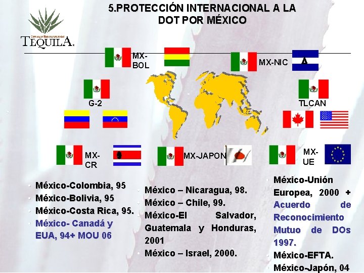 5. PROTECCIÓN INTERNACIONAL A LA DOT POR MÉXICO MXBOL MX-NIC G-2 TLCAN MXCR •