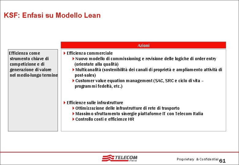 KSF: Enfasi su Modello Lean Azioni Efficienza come 4 Efficienza commerciale strumento chiave di