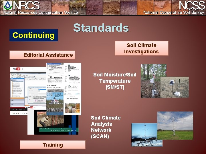 Continuing Standards Soil Climate Investigations Editorial Assistance Soil Moisture/Soil Temperature (SM/ST) Soil Climate Analysis