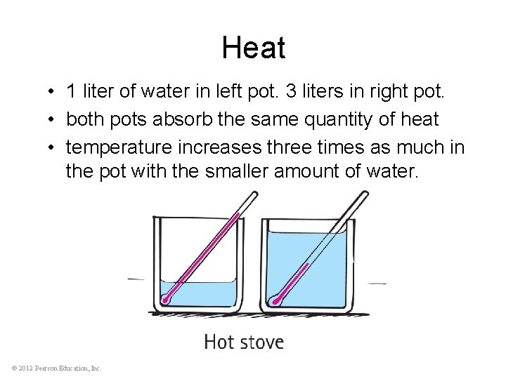 Heat • 1 liter of water in left pot. 3 liters in right pot.