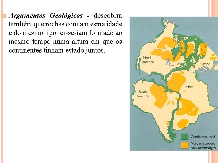  Argumentos Geológicos - descobriu também que rochas com a mesma idade e do