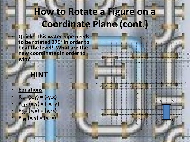 How to Rotate a Figure on a Coordinate Plane (cont. ) • Quick! This
