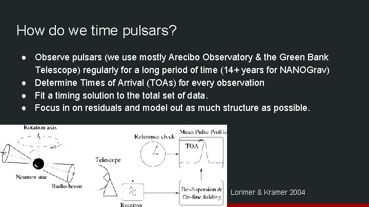 How do we time pulsars? ● Observe pulsars (we use mostly Arecibo Observatory &