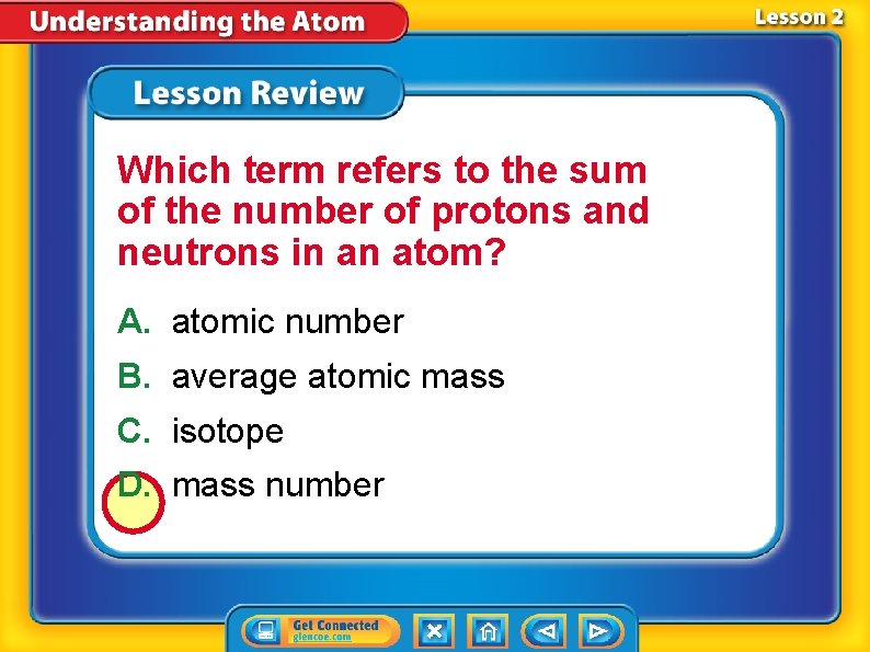 Which term refers to the sum of the number of protons and neutrons in