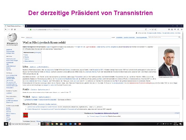 Der derzeitige Präsident von Transnistrien 