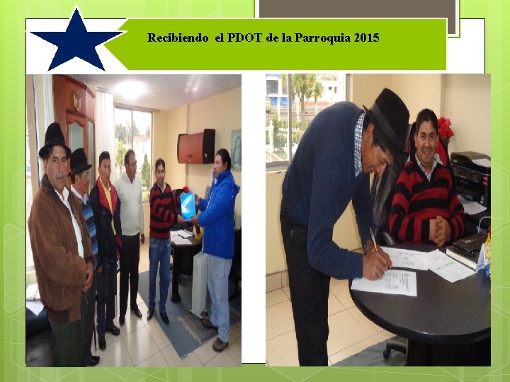 Recibiendo el PDOT de la Parroquia 2015 