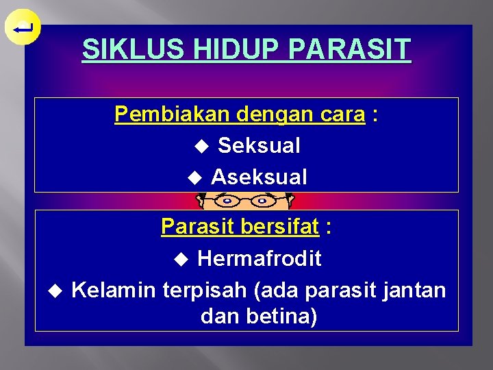 SIKLUS HIDUP PARASIT Pembiakan dengan cara : u Seksual u Aseksual Parasit bersifat :