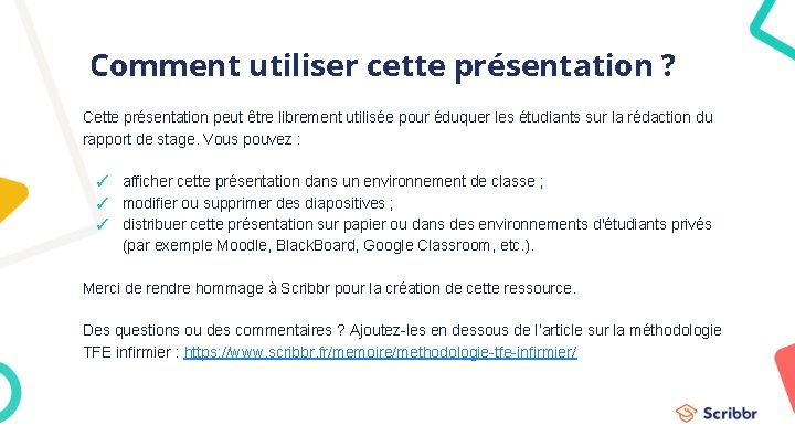 Comment utiliser cette présentation ? Cette présentation peut être librement utilisée pour éduquer les