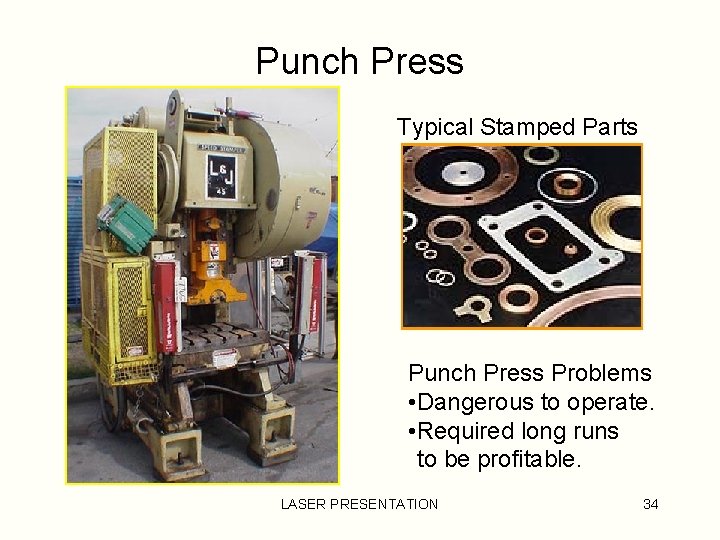 Punch Press Typical Stamped Parts Punch Press Problems • Dangerous to operate. • Required