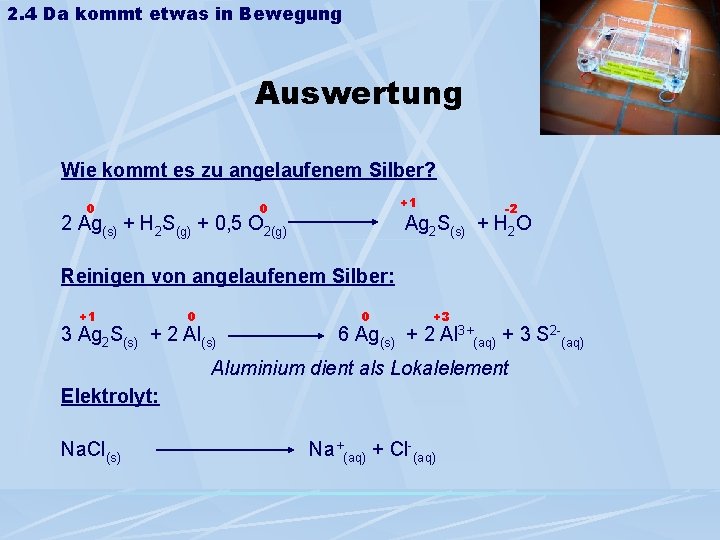 2. 4 Da kommt etwas in Bewegung Auswertung Wie kommt es zu angelaufenem Silber?