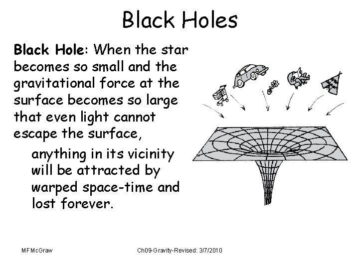 Black Holes Black Hole: When the star becomes so small and the gravitational force