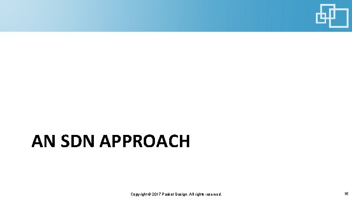 AN SDN APPROACH Copyright © 2017 Packet Design. All rights reserved. 15 AN SDN APPROACH Copyright © 2017 Packet Design. All rights reserved. 15