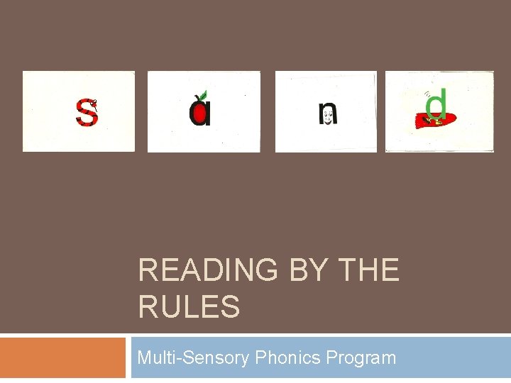 READING BY THE RULES Multi-Sensory Phonics Program 