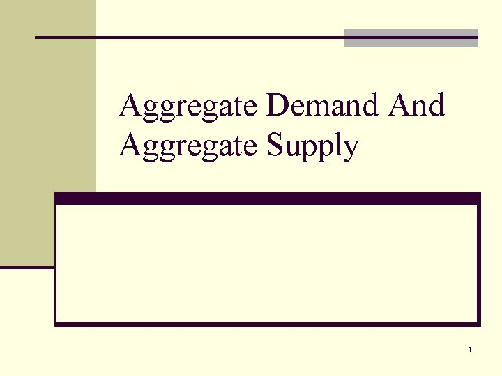 Aggregate Demand Aggregate Supply 1 