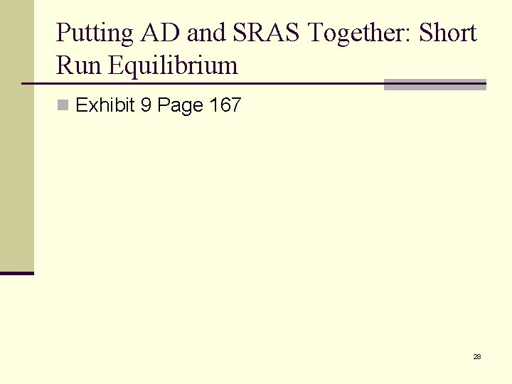 Putting AD and SRAS Together: Short Run Equilibrium n Exhibit 9 Page 167 28