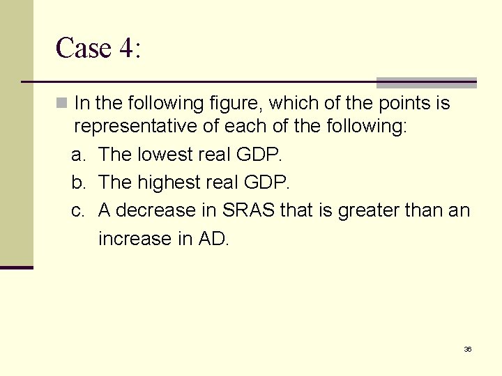 Case 4: n In the following figure, which of the points is representative of