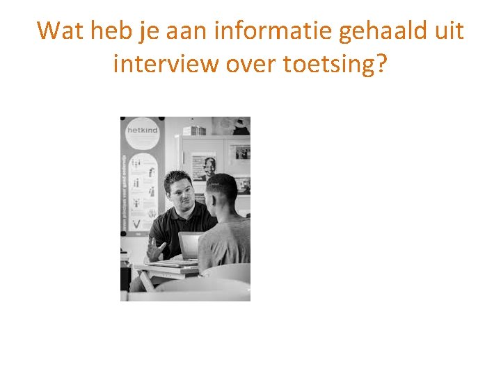 Wat heb je aan informatie gehaald uit interview over toetsing? 