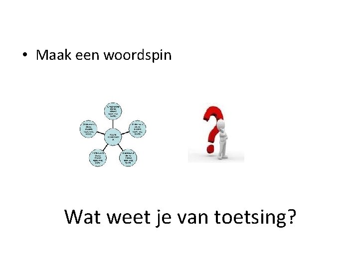  • Maak een woordspin Wat weet je van toetsing? 