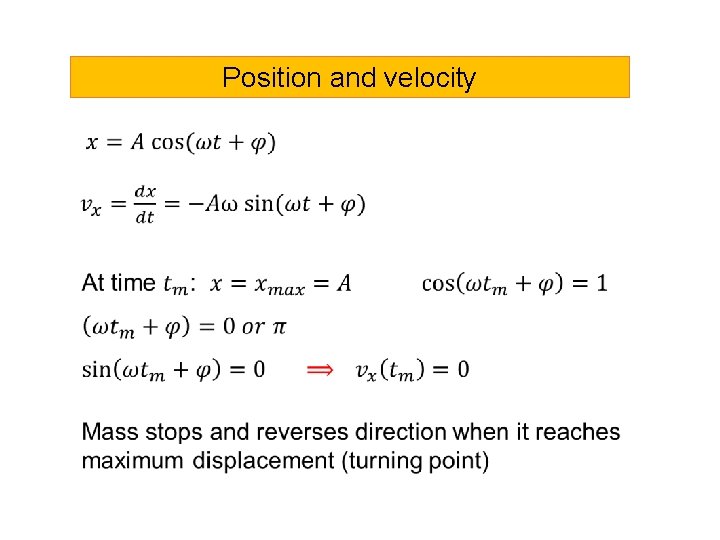 Position and velocity 