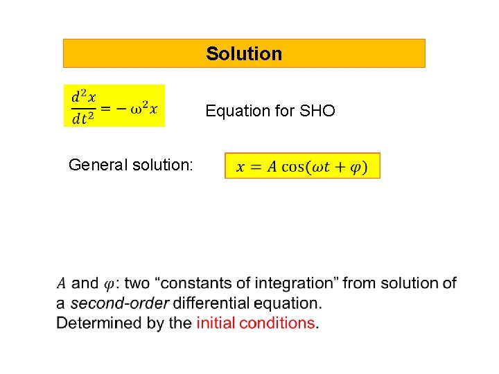 Solution General solution: Equation for SHO 