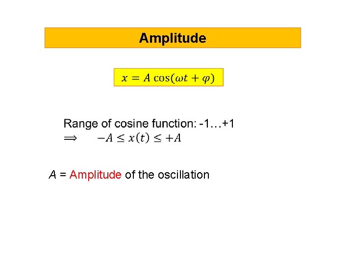 Amplitude A = Amplitude of the oscillation 