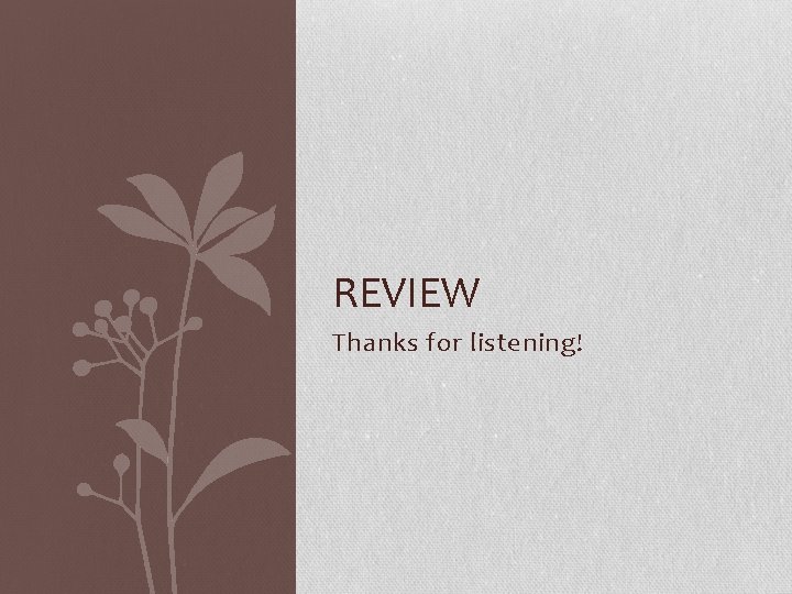 REVIEW Thanks for listening! REVIEW Thanks for listening!