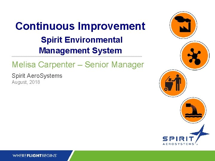 Continuous Improvement Spirit Environmental Management System Melisa Carpenter – Senior Manager Spirit Aero. Systems