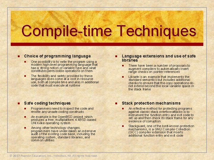 Compile-time Techniques n Choice of programming language n n One possibility is to write