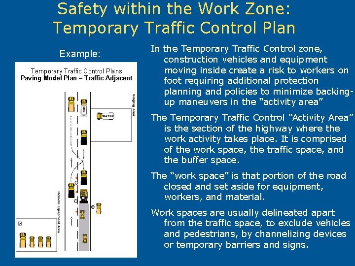 Safety within the Work Zone: Temporary Traffic Control Plan Example: Temporary Traffic Control Plans