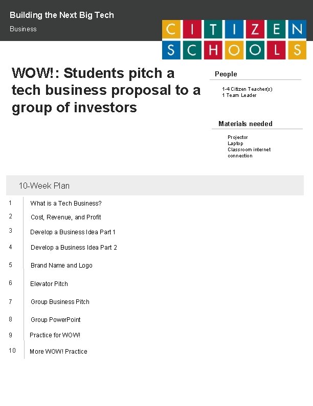 Building the Next Big Tech Business WOW!: Students pitch a tech business proposal to