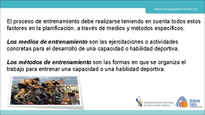 El proceso de entrenamiento debe realizarse teniendo en cuenta todos estos factores en la