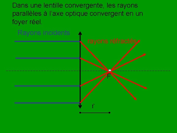 Dans une lentille convergente, les rayons parallèles à l’axe optique convergent en un foyer