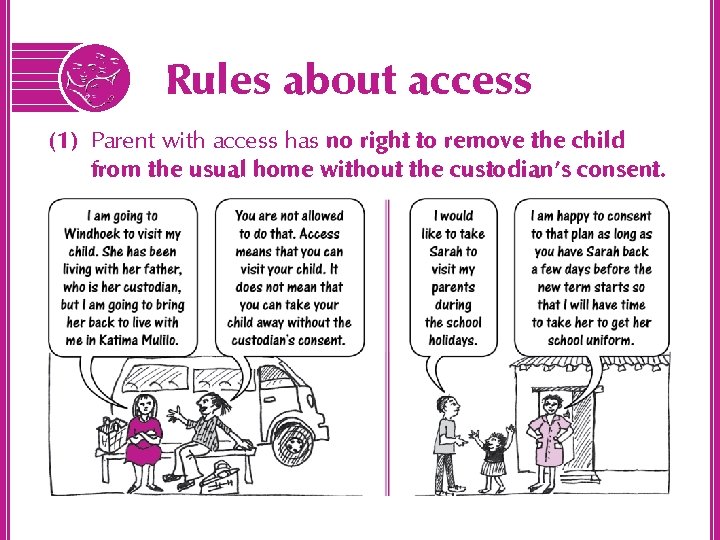 Rules about access (1) Parent with access has no right to remove the child