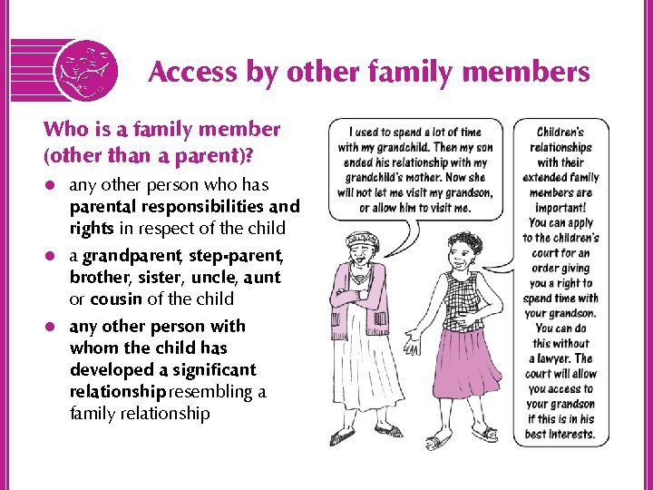 Access by other family members Who is a family member (other than a parent)?