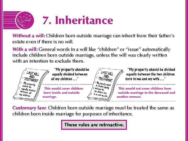 7. Inheritance Without a will: Children born outside marriage can inherit from their father’s