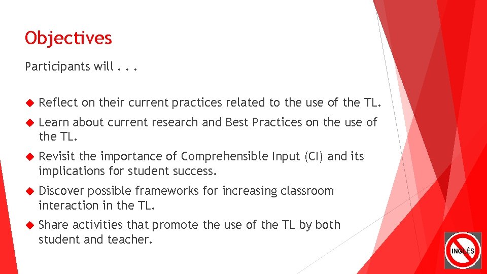 Objectives Participants will. . . Reflect on their current practices related to the use