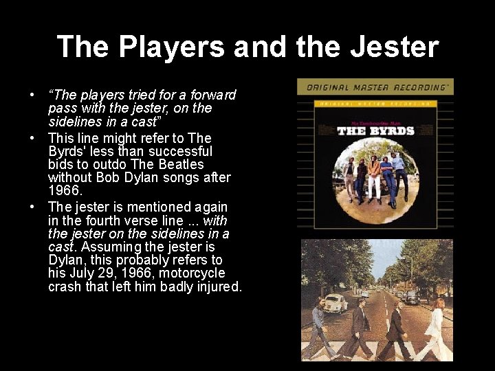 The Players and the Jester • “The players tried for a forward pass with