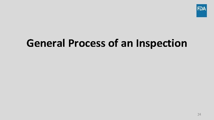 General Process of an Inspection 24 