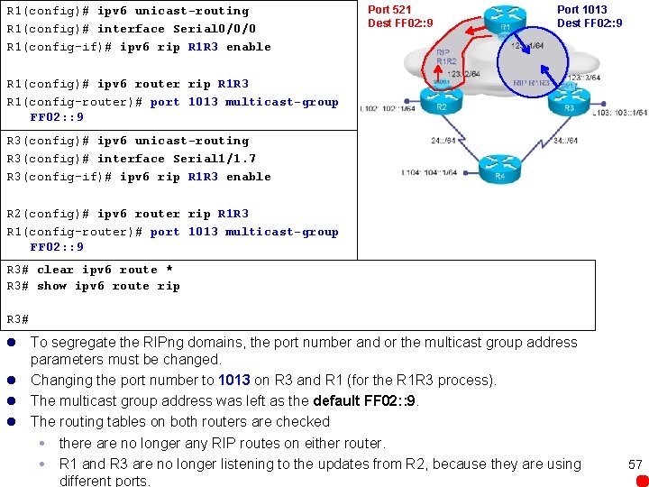 R 1(config)# ipv 6 unicast-routing R 1(config)# interface Serial 0/0/0 R 1(config-if)# ipv 6