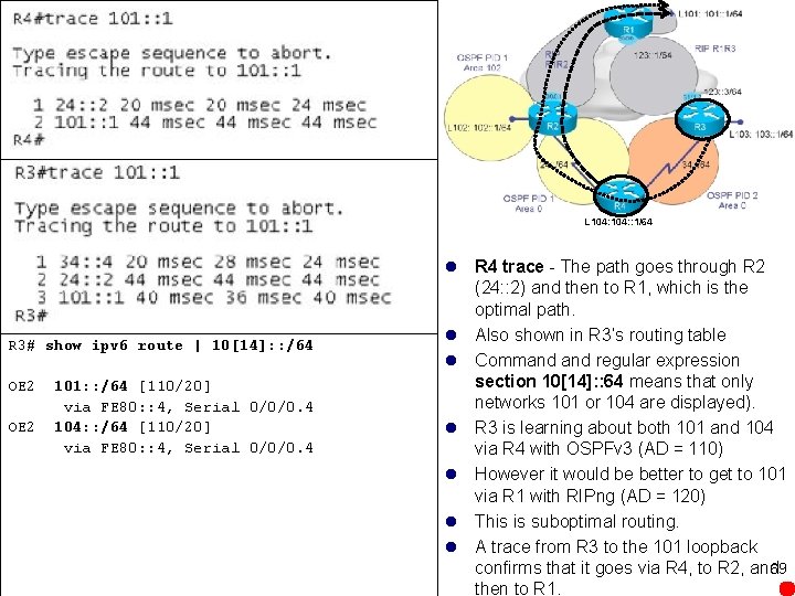 L 104: : 1/64 R 3# show ipv 6 route | 10[14]: : /64