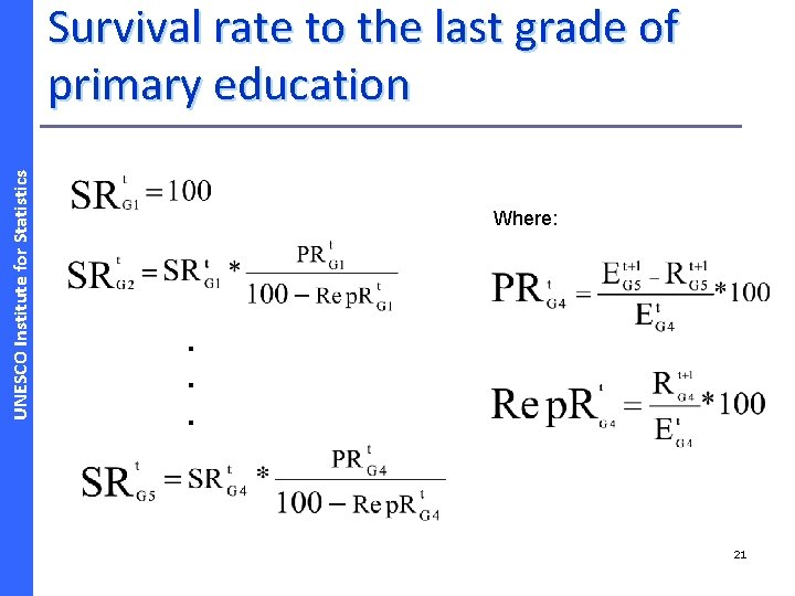 UNESCO Institute for Statistics Survival rate to the last grade of primary education Where: