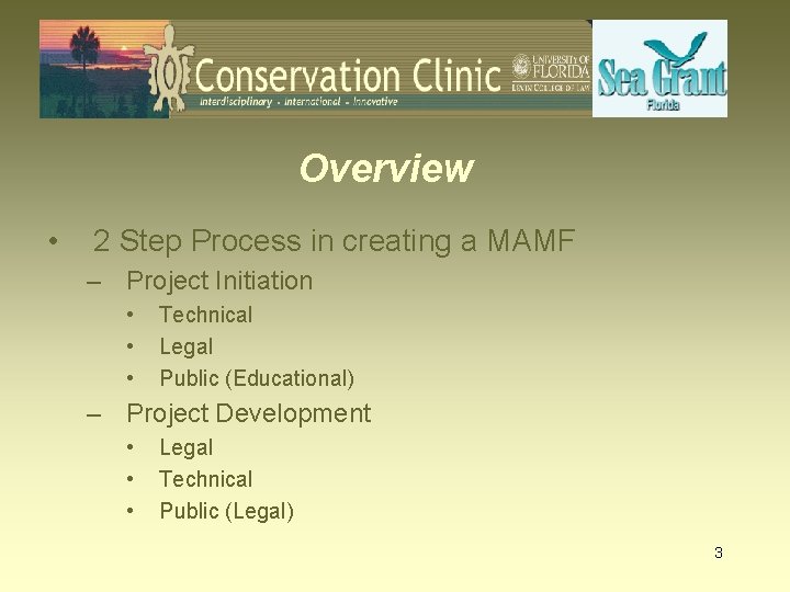 Overview • 2 Step Process in creating a MAMF – Project Initiation • •