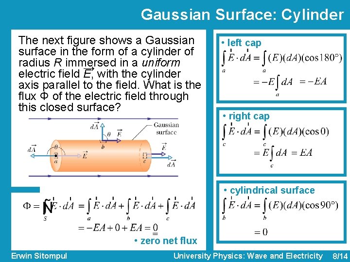 Gaussian Surface: Cylinder The next figure shows a Gaussian surface in the form of Gaussian Surface: Cylinder The next figure shows a Gaussian surface in the form of